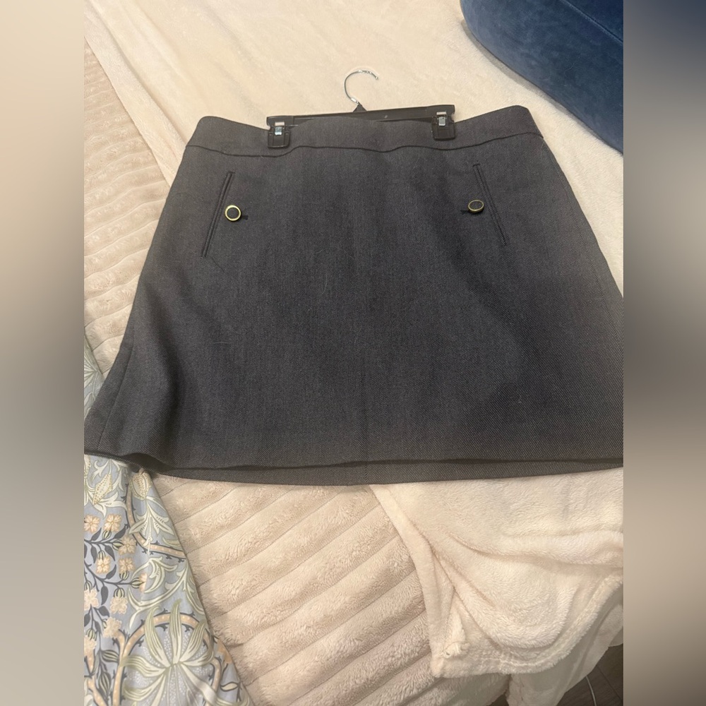 LOFT Black Mini Skirt with Accent Buttons